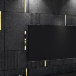 Dark Grey Marble Imitation and Gold Mirror Decorative Panels