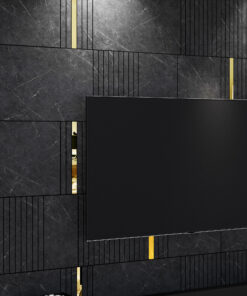 Dark Grey Marble Imitation and Gold Mirror Decorative Panels