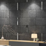 Dark Grey Marble Imitation and Silver Mirror Decorative Panels