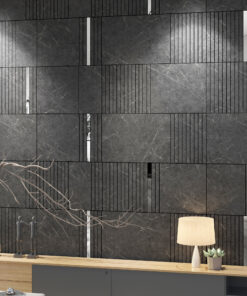 Dark Grey Marble Imitation and Silver Mirror Decorative Panels
