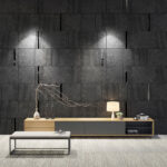Dark Grey Marble Imitation and Black Gloss Decorative Panels