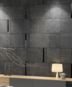Alternative view of Dark Grey Marble Imitation and Black Gloss Decorative Panels