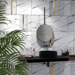 White Marquina Marble Imitation and Gold Mirror Decorative Panels