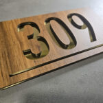 Dark Wood and Gold Mirror Acrylic Number Sign