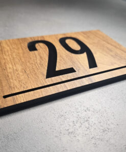 Alternative view of Dark Wood and Black Acrylic Number Sign