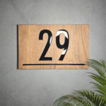 Dark Wood and Black Acrylic Number Sign