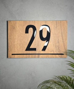 Dark Wood and Black Acrylic Number Sign