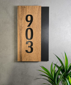 Dark Wood and Black Background Number Sign