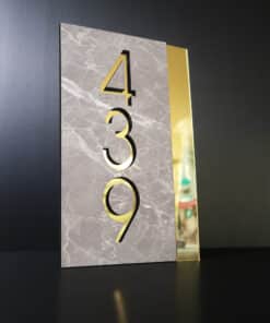 Gold and Etruscan Grey Stone Number Sign