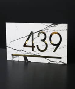 Alternative view of White Arabesque and Gold Number Sign