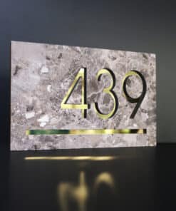Lombarda Grigio and Gold Number Sign