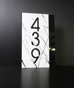 Black and Arabesque Marble Number Sign