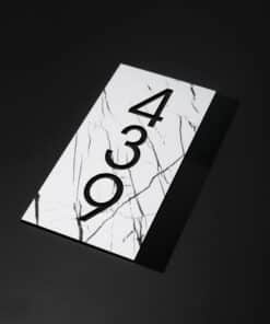 Alternative view of Black and Arabesque Marble Number Sign
