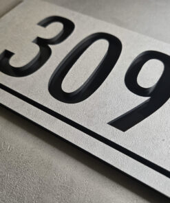 Alternative view of Concrete and Black Gloss Number Sign