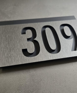 Alternative view of Brushed Silver and Black Number Sign